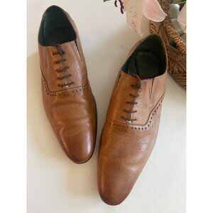 Jeffrey West Black Line Mens Leather Oxford Shoes Tan SZ 9 Studded Detailing